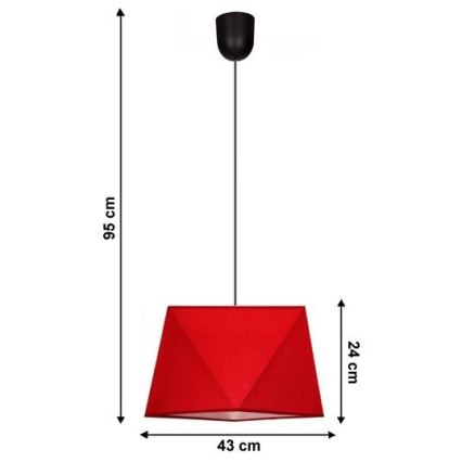 Suspension avec fil DIAMENT 1xE27/60W/230V rouge