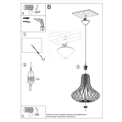 Suspension avec fil ELZA 1xE27/60W/230V