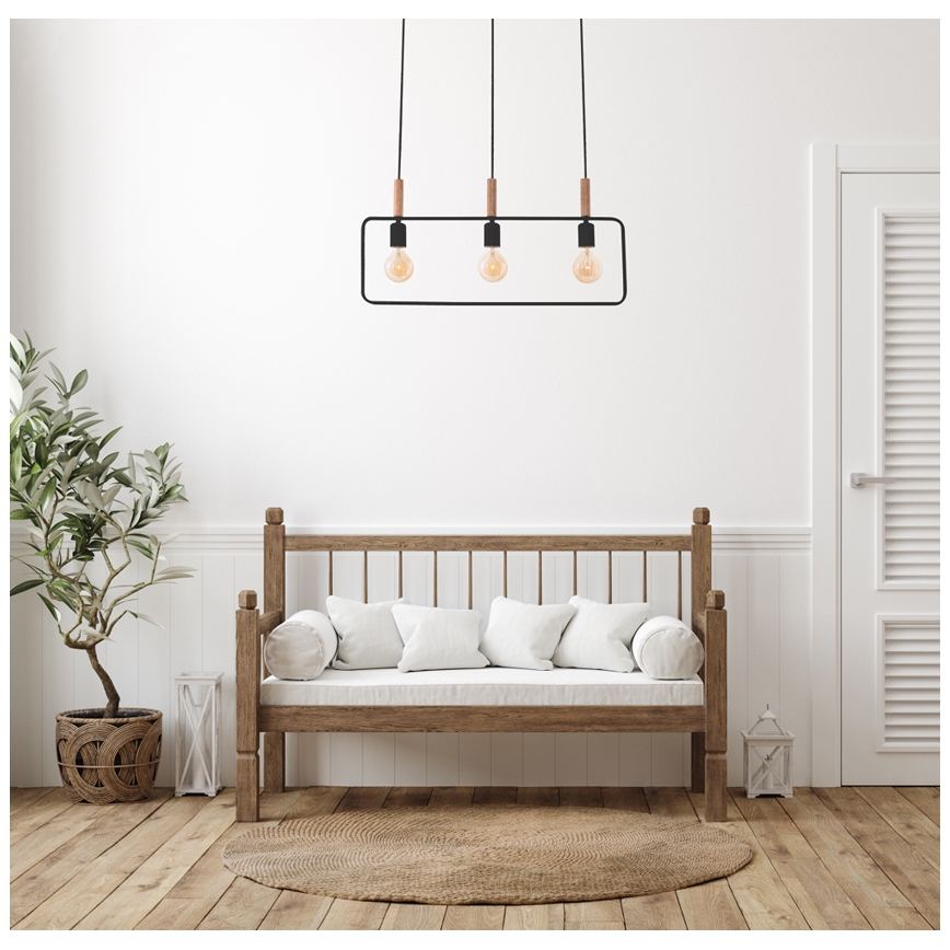 Suspension avec fil FRAME 3xE27/60W/230V noir