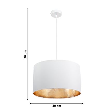 Suspension avec fil GLEAM 1xE27/60W/230V blanc/or