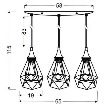 Suspension avec fil GRAF 3xE27/60W/230V