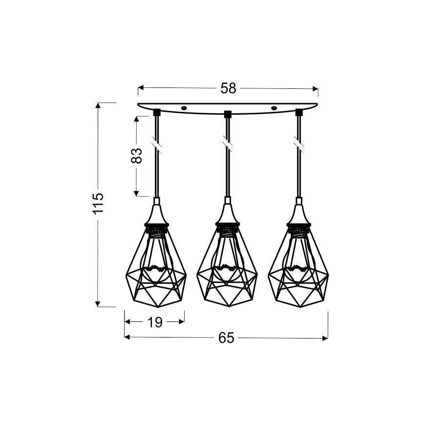 Suspension avec fil GRAF 3xE27/60W/230V