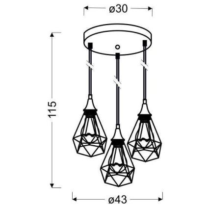 Suspension avec fil GRAF 3xE27/60W/230V