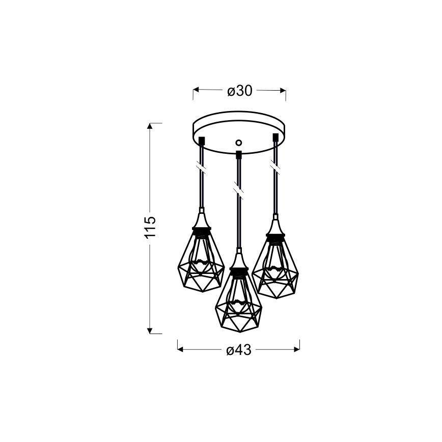 Suspension avec fil GRAF 3xE27/60W/230V