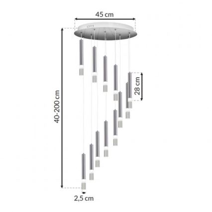 Suspension avec fil ICE 12xLED/1W/230V