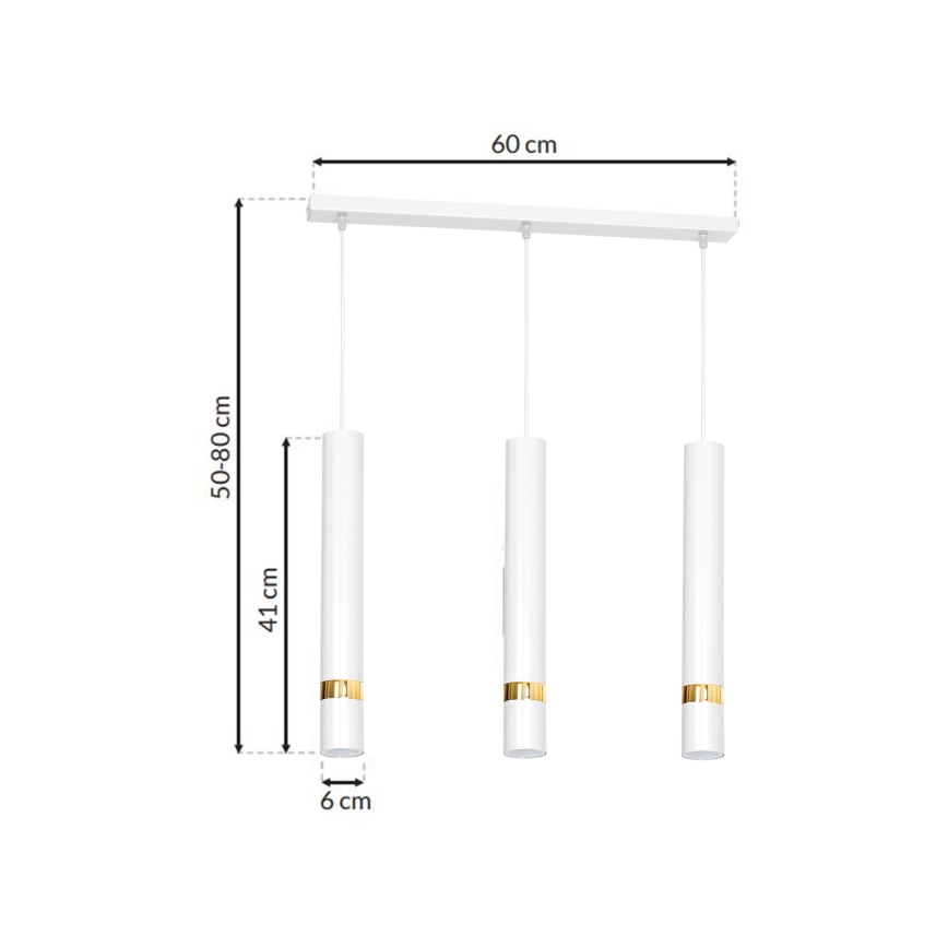 Suspension avec fil JOKER 3xGU10/25W/230V blanc
