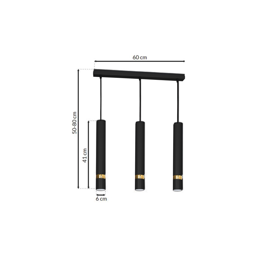 Suspension avec fil JOKER 3xGU10/25W/230V noir