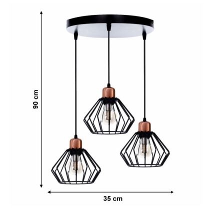 Suspension avec fil PORTO 3xE27/40W/230V