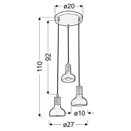 Suspension avec fil PUERTO 3xE14/40W/230V