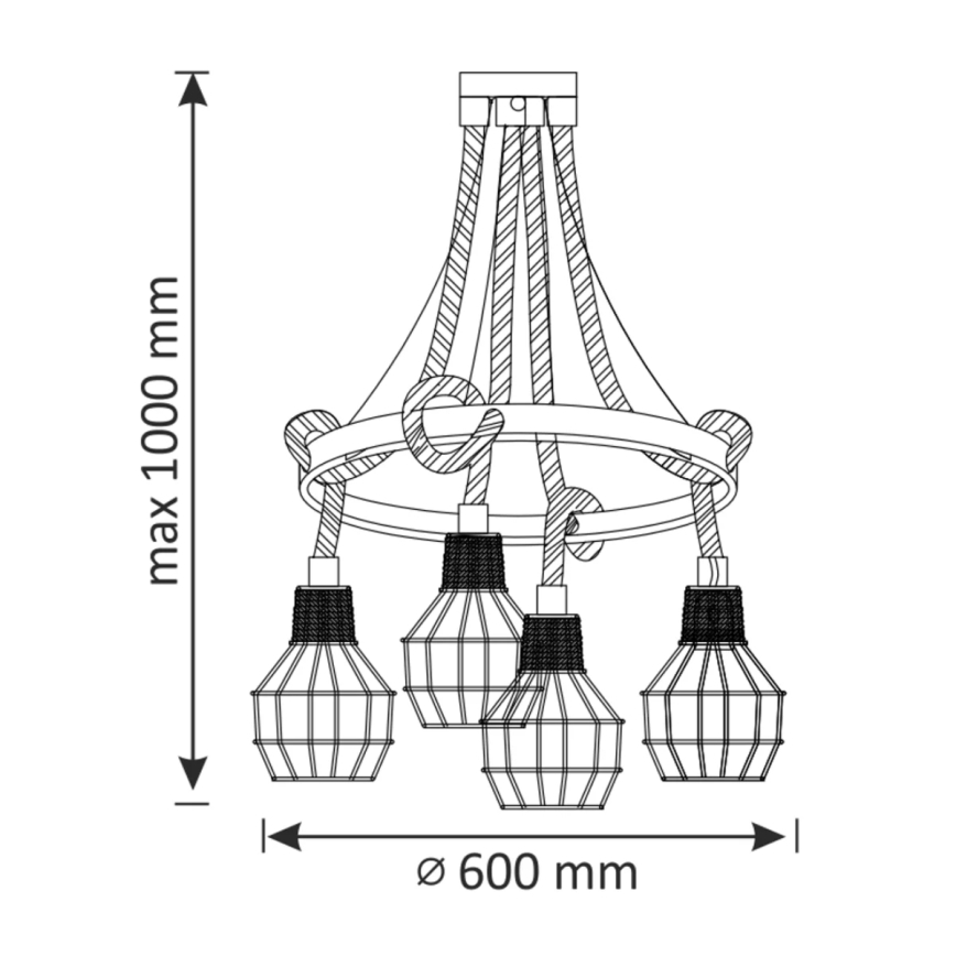 Suspension avec fil ROPE ALEGRA 4xE27/10W/230V