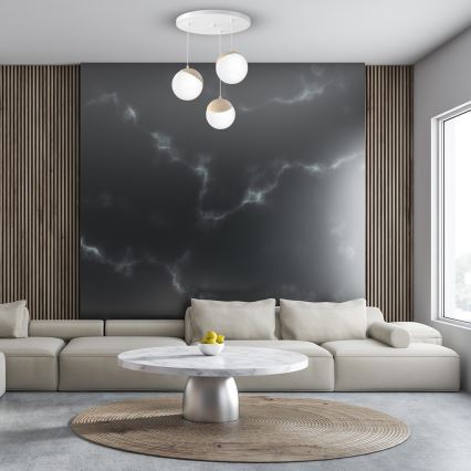 Suspension avec fil SFERA WOOD 3xE14/40W/230V blanc