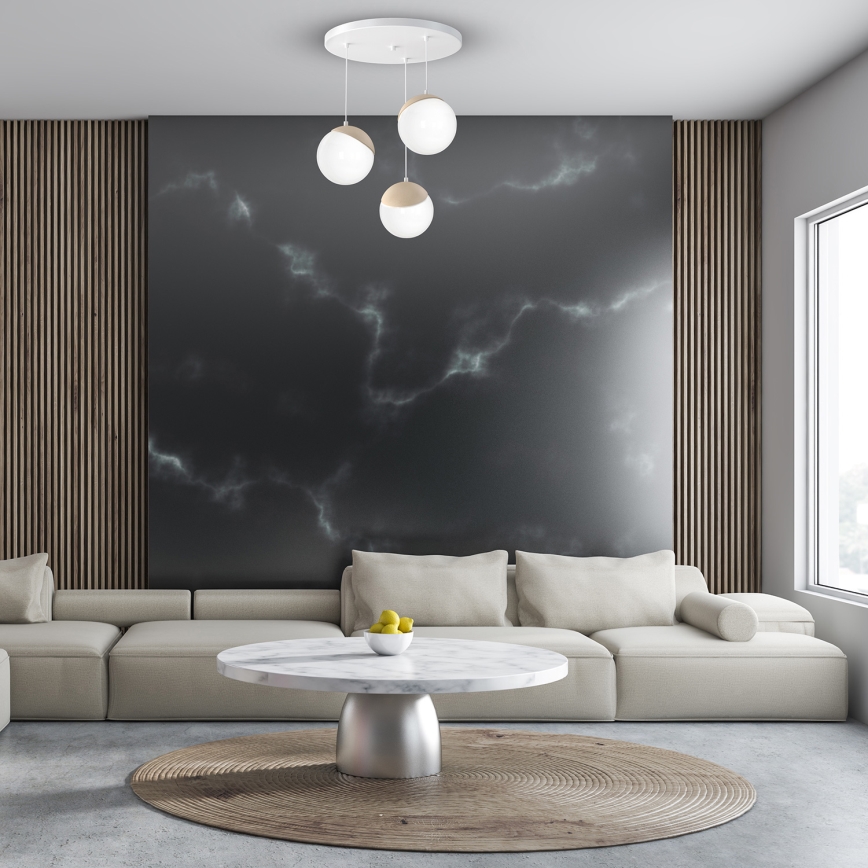 Suspension avec fil SFERA WOOD 3xE14/40W/230V blanc