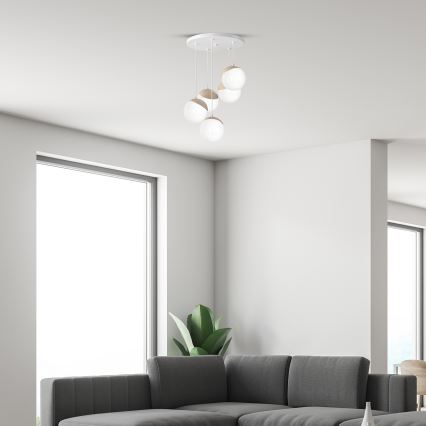 Suspension avec fil SFERA WOOD 5xE14/40W/230V blanc