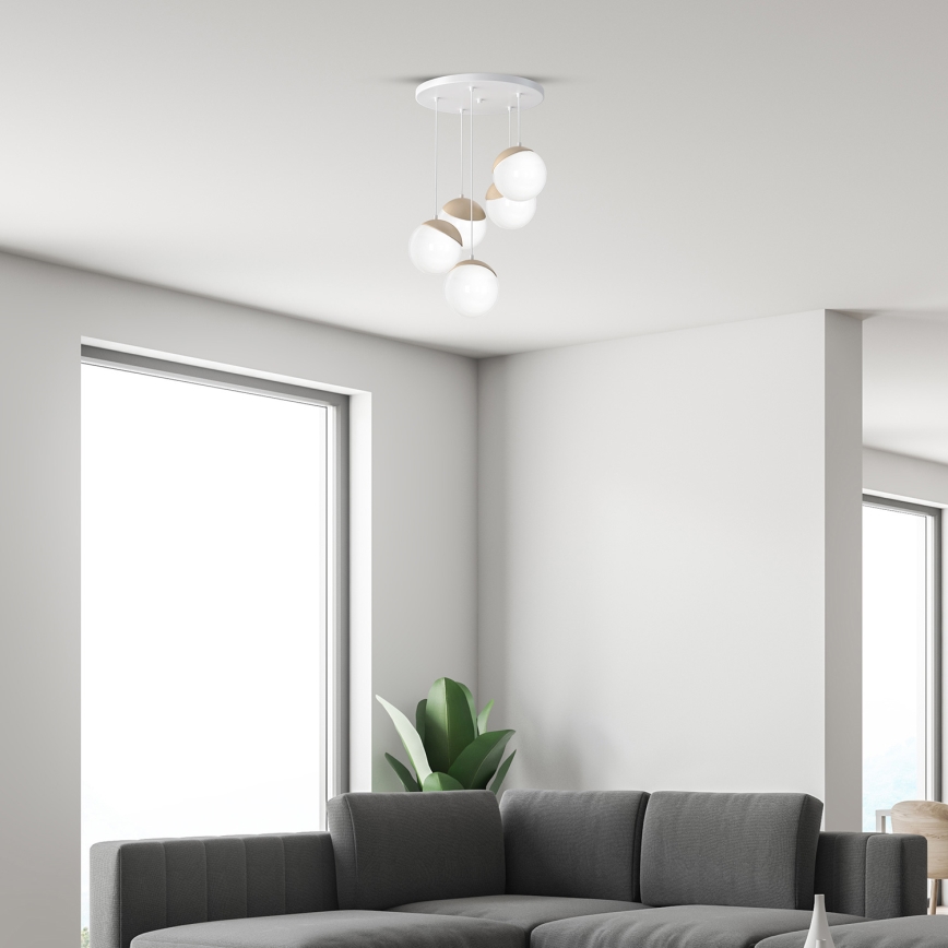 Suspension avec fil SFERA WOOD 5xE14/40W/230V blanc