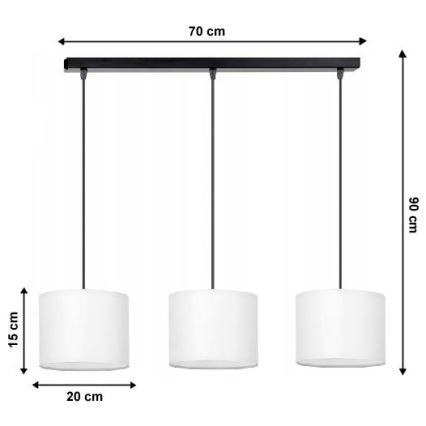 Suspension avec fil TUZ 3xE27/60W/230V