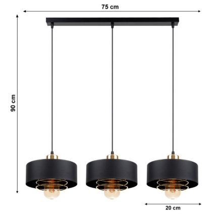 Suspension avec fil VEST 3xE27/60W/230V