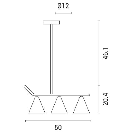 Suspension avec tige 3xE27/40W/230V noir