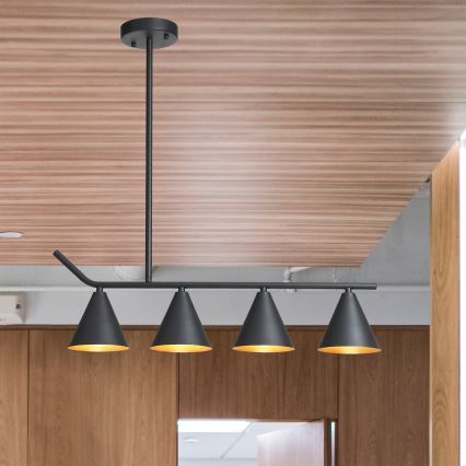 Suspension avec tige 4xΕ27/40W/230V noir