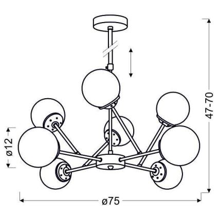 Suspension avec tige BEST 8xE14/40W/230V