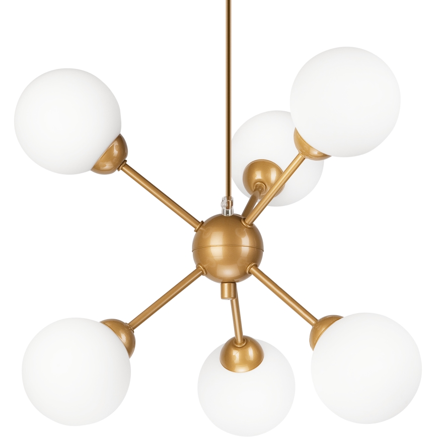 Suspension avec tige RUBBY BALL 6xG9/5W/230V doré