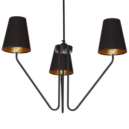 Suspension avec tige VICTORIA 3xE27/60W/230V noir