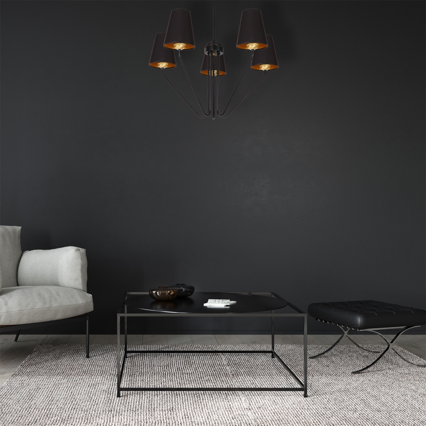 Suspension avec tige VICTORIA 5xE27/60W/230V noir
