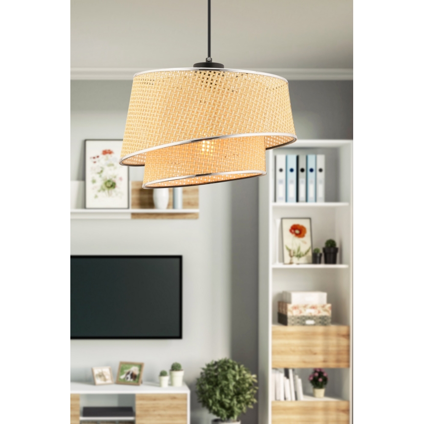 Suspension BARETTE 1xE27/60W/230V beige/chrome brillant