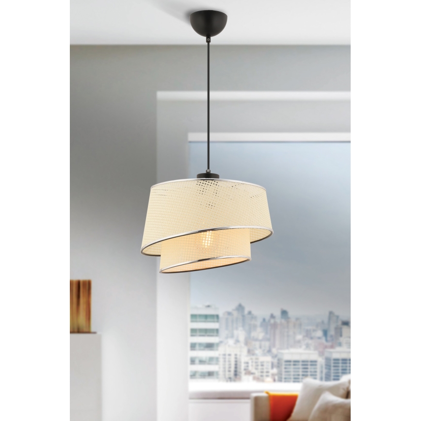 Suspension BARETTE 1xE27/60W/230V crème/chrom brillant