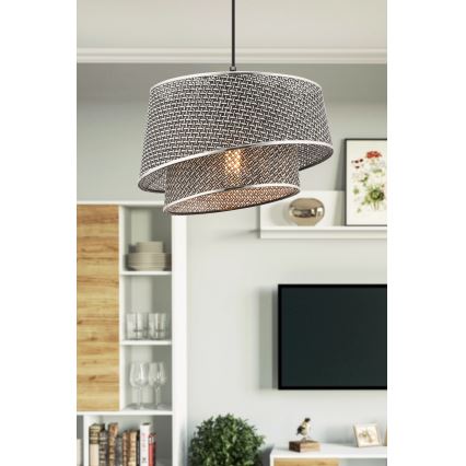 Suspension BARETTE 1xE27/60W/230V gris/chrome brillant