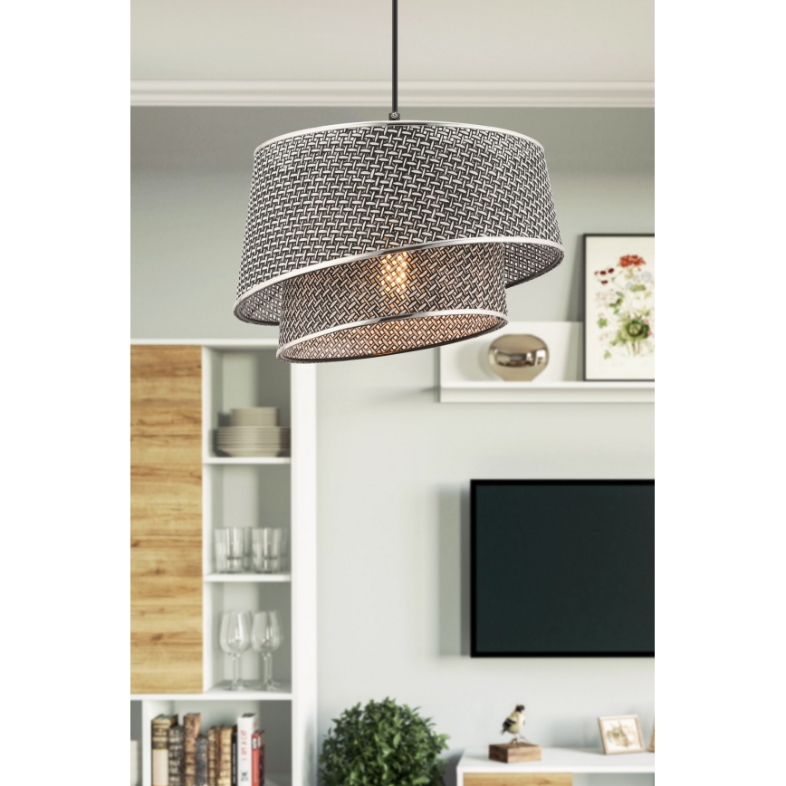 Suspension BARETTE 1xE27/60W/230V gris/chrome brillant