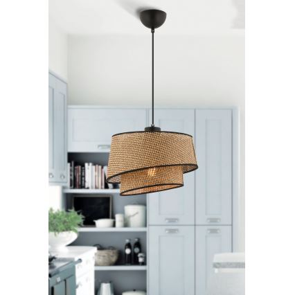 Suspension BARETTE 1xE27/60W/230V marron/noir
