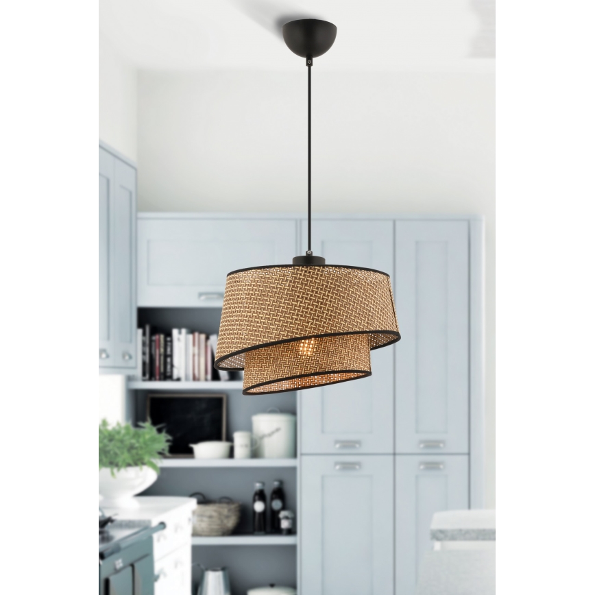 Suspension BARETTE 1xE27/60W/230V marron/noir