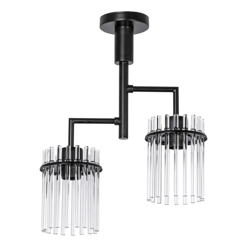 Suspension-barre 2xE27/60W/230V noir/transparent