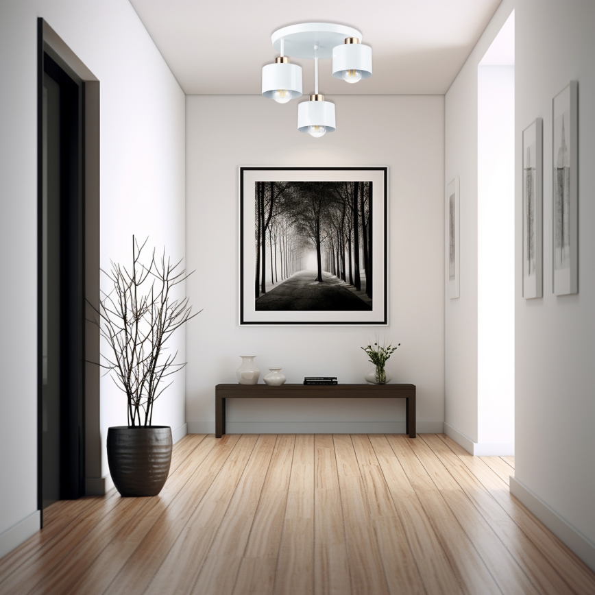 Suspension-barre 3xE27/35W/230V d. 30 cm blanc/doré