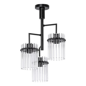 Suspension-barre 3xE27/60W/230V noir/transparent