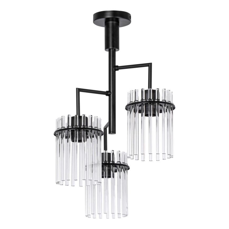 Suspension-barre 3xE27/60W/230V noir/transparent