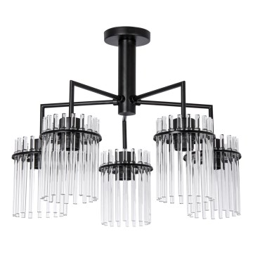 Suspension-barre 5xE27/60W/230V noir/transparent