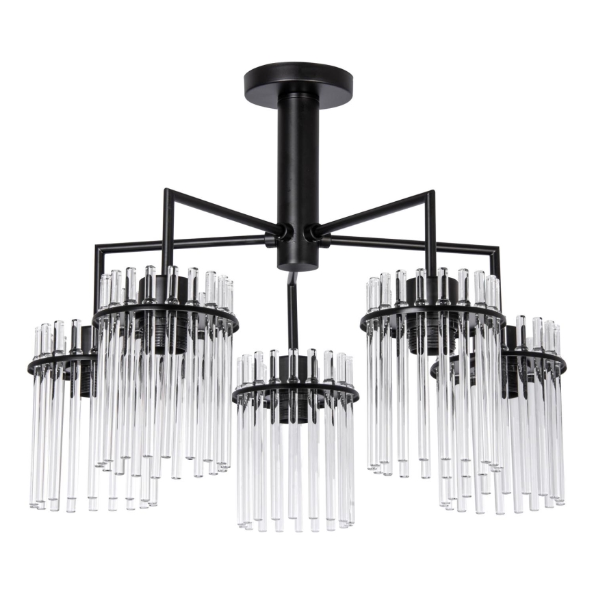 Suspension-barre 5xE27/60W/230V noir/transparent