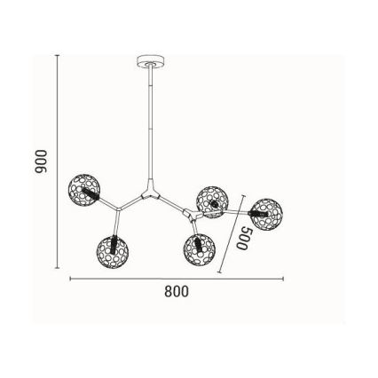 Suspension-barre 5xG9/15W/230V gris