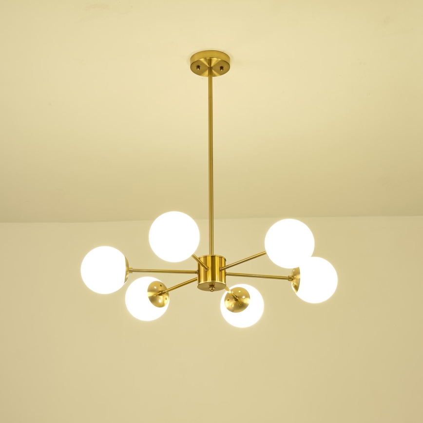 Suspension-barre 6xE27/40W/230V laiton
