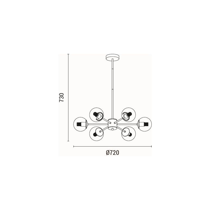 Suspension-barre 6xE27/40W/230V laiton