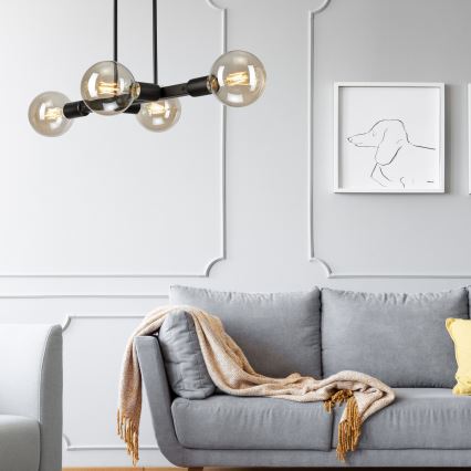 Suspension-barre ASTRID 4xE27/60W/230V noir