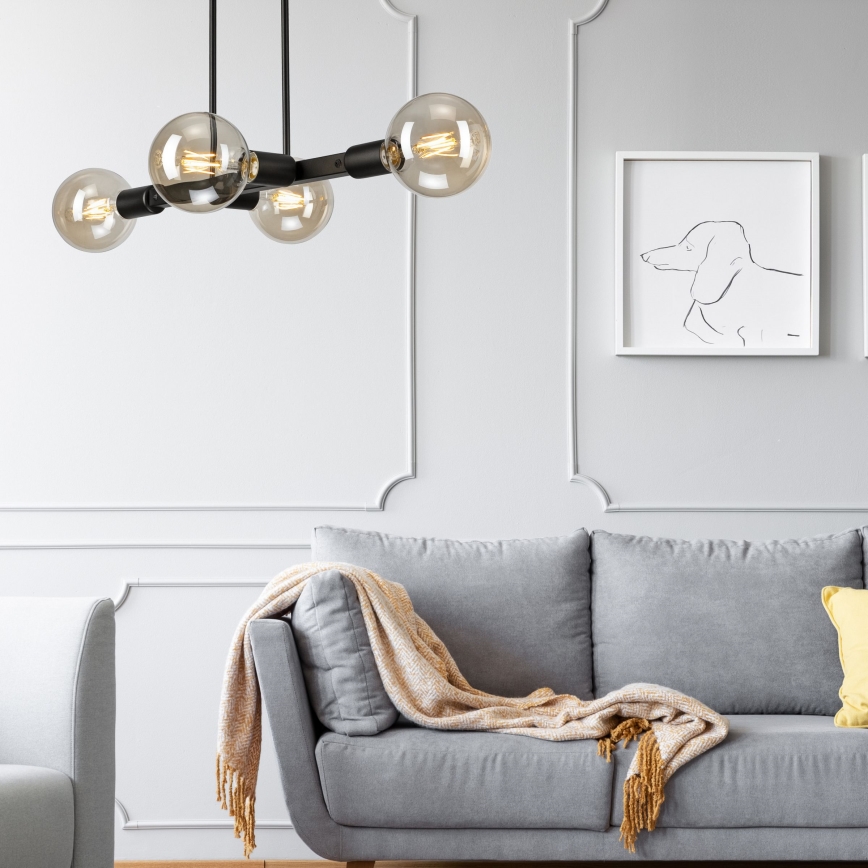 Suspension-barre ASTRID 4xE27/60W/230V noir
