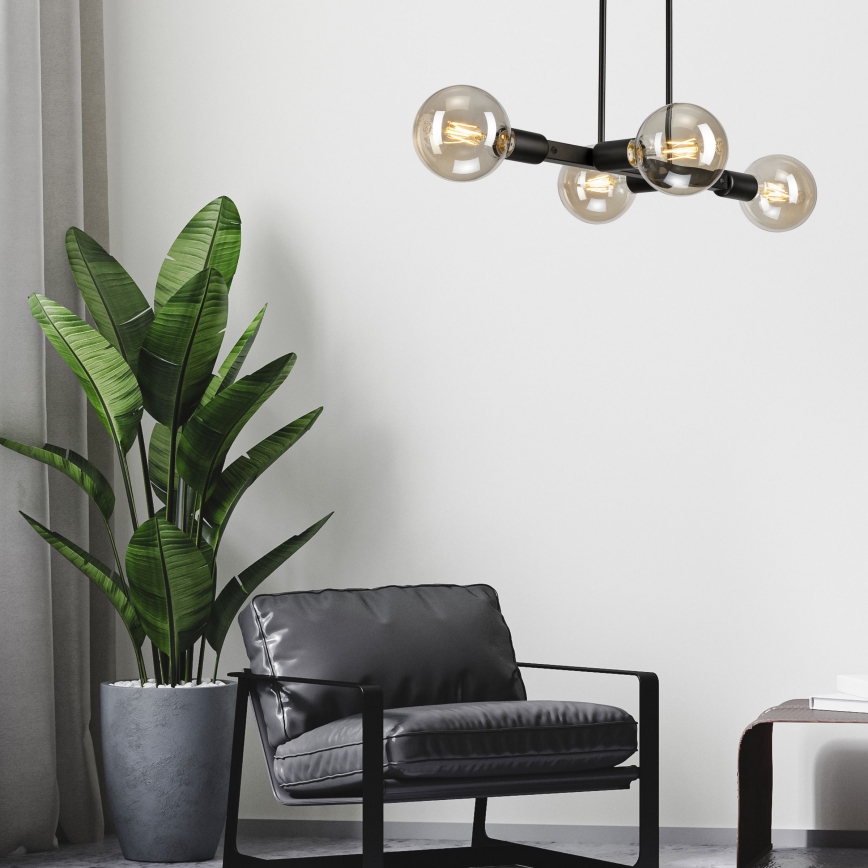 Suspension-barre ASTRID 4xE27/60W/230V noir