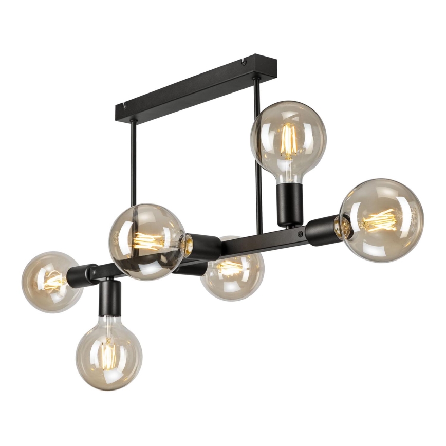 Suspension-barre ASTRID 6xE27/60W/230V noir
