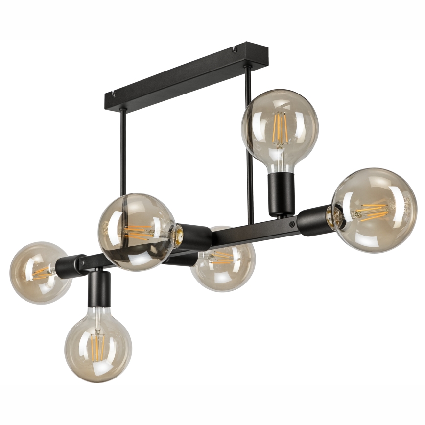 Suspension-barre ASTRID 6xE27/60W/230V noir