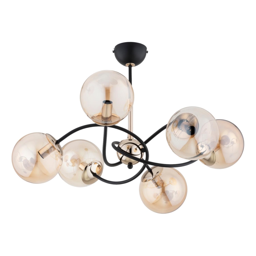 Suspension-barre AURORA 6xE14/10W/230V noir/doré