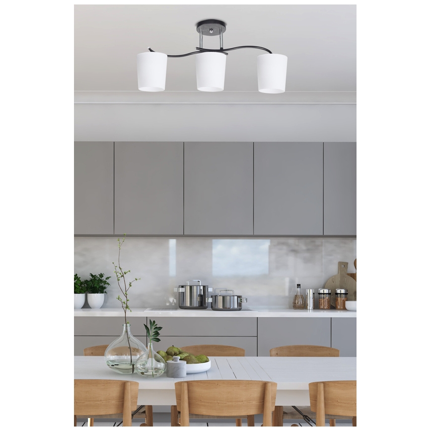 Suspension-barre ESNYR 3xE27/40W/230V noir/blanc
