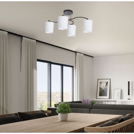 Suspension-barre ESNYR 4xE27/40W/230V noir/blanc