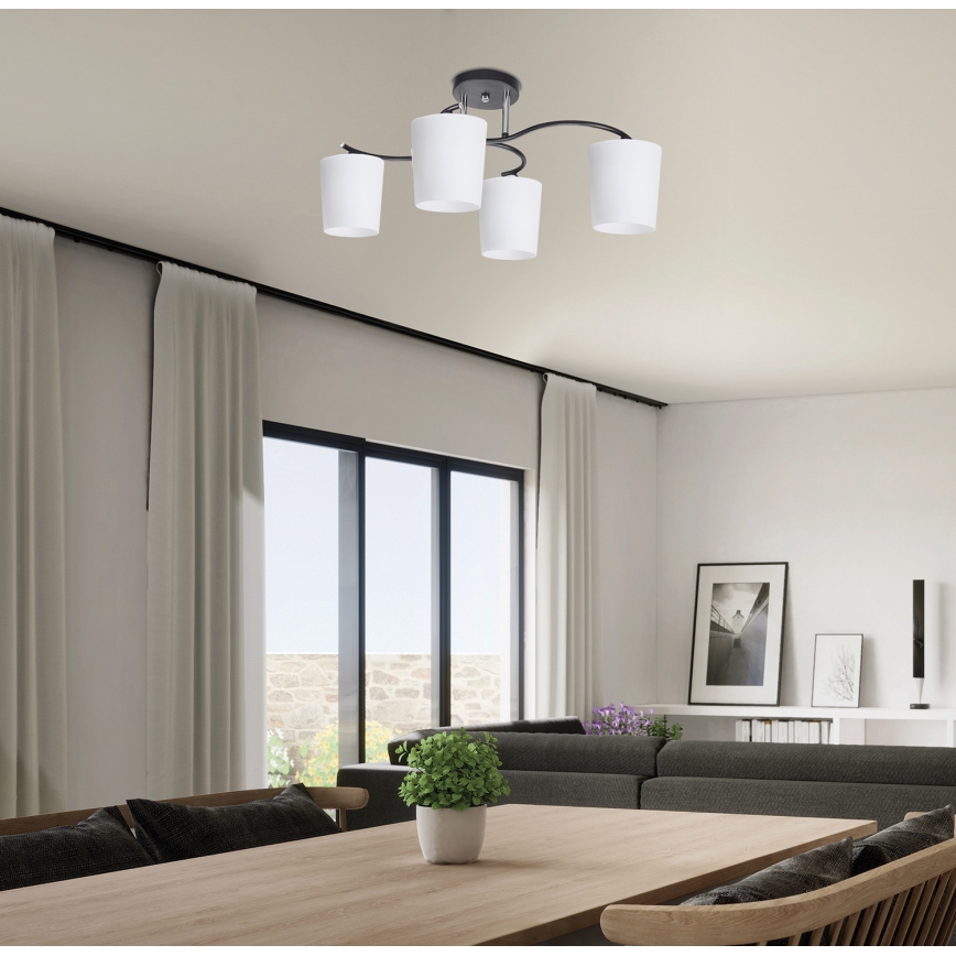 Suspension-barre ESNYR 4xE27/40W/230V noir/blanc